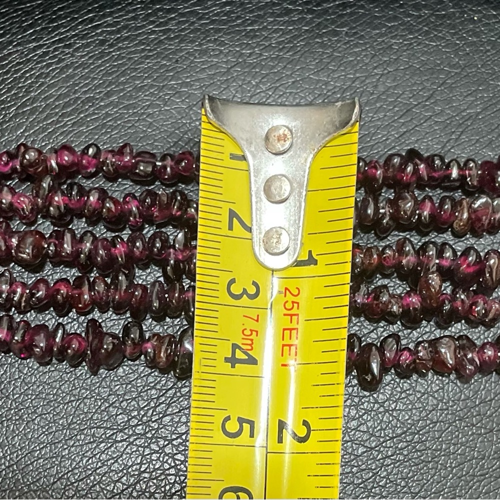.925 8” garnet 5-strand bracelet sterling silver fine jewelry vintage - Picture 7 of 7